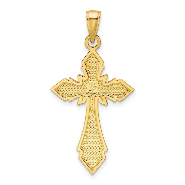 Goldia Necklaces 14k Yellow Gold Polished Beaded Fancy Cross Pendant