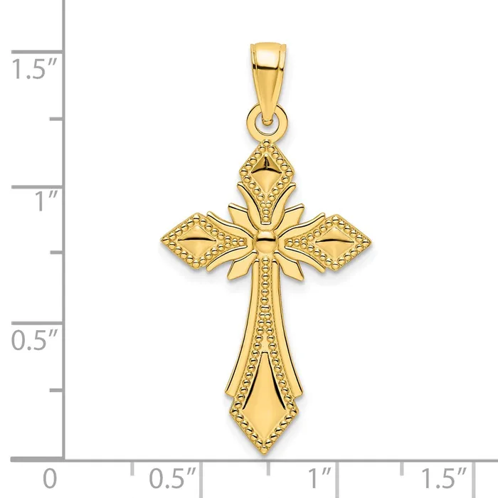 Goldia Necklaces 14k Yellow Gold Polished Beaded Fancy Cross Pendant