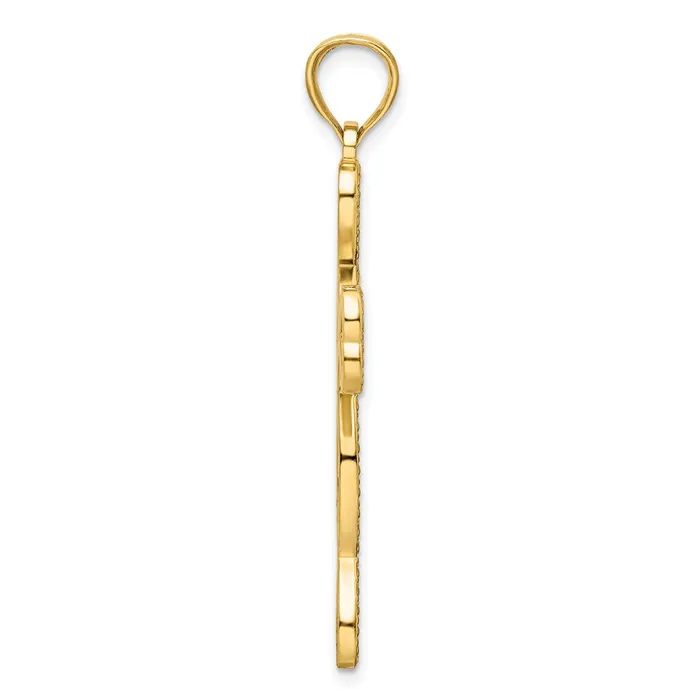 Goldia Necklaces 14k Yellow Gold Polished Beaded Heart Design Cross Pendant