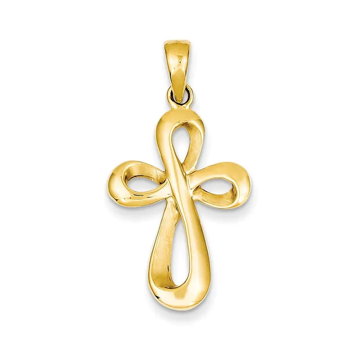 Goldia Necklaces 14k Yellow Gold Polished Satin Figure 8 Cross Pendant