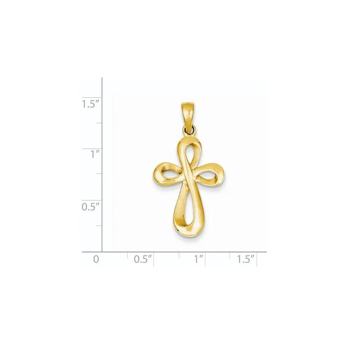 Goldia Necklaces 14k Yellow Gold Polished Satin Figure 8 Cross Pendant