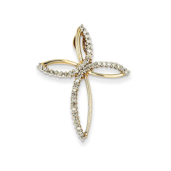 Goldia Necklaces 14K Yellow Gold Real Diamond Cross Pendant