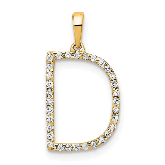 Goldia Necklaces 14K Yellow Gold Real Diamond Letter D Initial Pendant