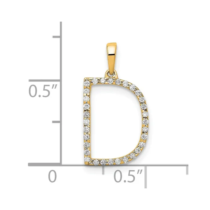 Goldia Necklaces 14K Yellow Gold Real Diamond Letter D Initial Pendant