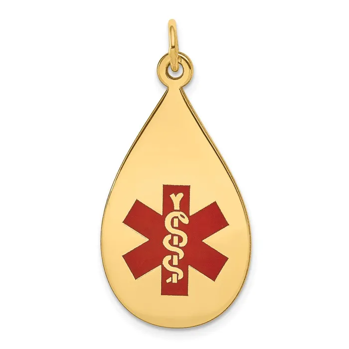 Goldia Necklaces 14k Yellow Gold Red Enamel Medical Jewelry Pendant