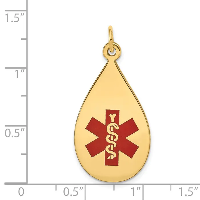 Goldia Necklaces 14k Yellow Gold Red Enamel Medical Jewelry Pendant