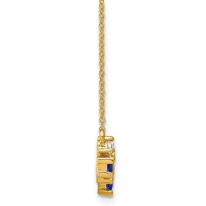 Goldia Necklaces 14K Yellow Gold Sapphire and Real Diamond 18 inch Necklace