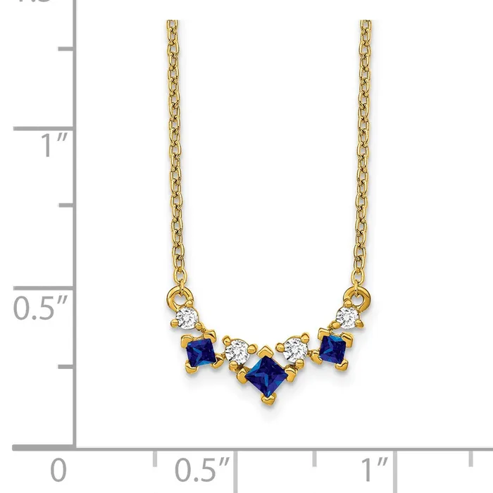 Goldia Necklaces 14K Yellow Gold Sapphire and Real Diamond 18 inch Necklace