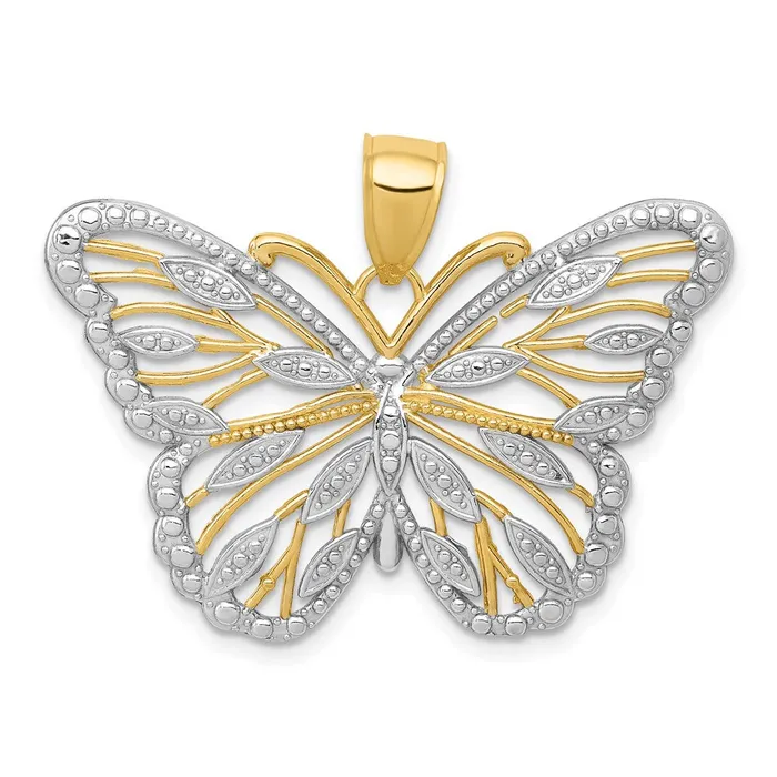 Goldia Necklaces 14k Yellow Rhodium Gold and Rhodium Butterfly Pendant