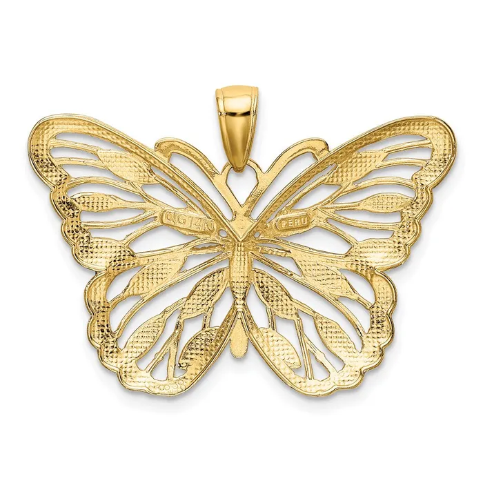 Goldia Necklaces 14k Yellow Rhodium Gold and Rhodium Butterfly Pendant