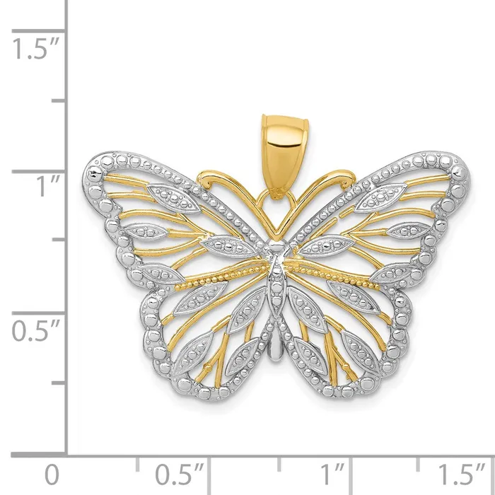 Goldia Necklaces 14k Yellow Rhodium Gold and Rhodium Butterfly Pendant