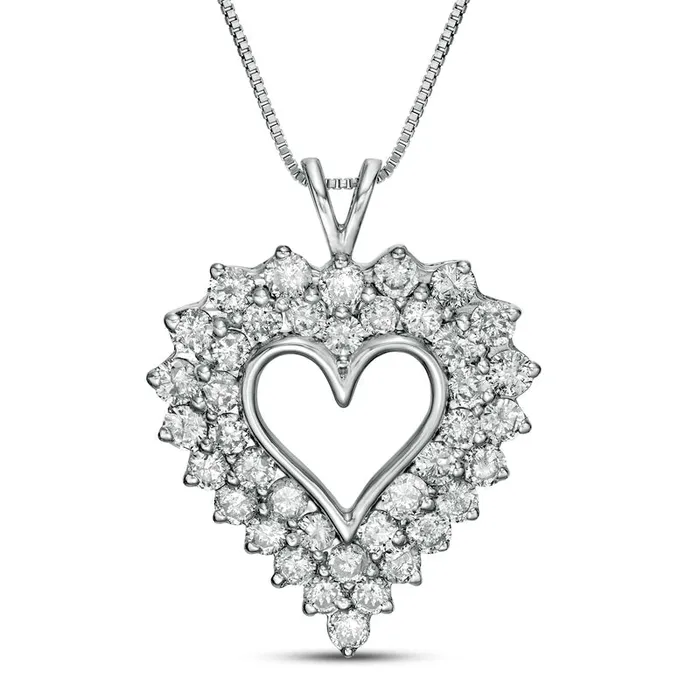 Goldia Necklaces 4 CT TW Natural Diamond Shadow Frame Heart Pendant in Sterling Silver Goldia Necklaces 4 CT TW Natural Diamond Shadow Frame Heart Pendant in Sterling Silver