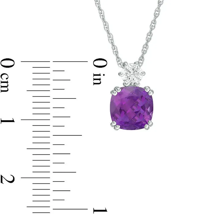 Goldia Necklaces 80mm CushionCut Amethyst and LabCreated White Sapphire Pendant in Sterling Silver Goldia Necklaces 80mm CushionCut Amethyst and LabCreated White Sapphire Pendant in Sterling Silver