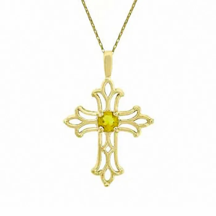 Goldia Necklaces Citrine Birthstone Cross Pendant in 10K Yellow Gold
