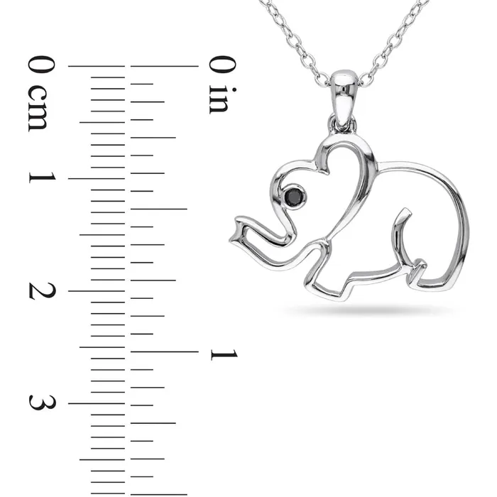 Goldia Necklaces Enhanced Black Natural Diamond Accent Elephant Pendant in Sterling Silver Goldia Necklaces Enhanced Black Natural Diamond Accent Elephant Pendant in Sterling Silver