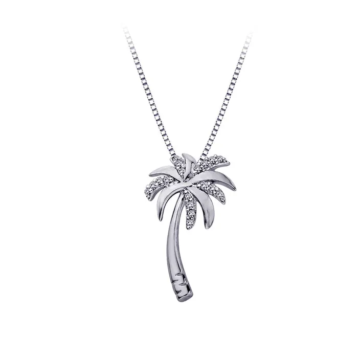 Goldia Necklaces Natural Diamond Accent Palm Tree Pendant in 10K White Gold