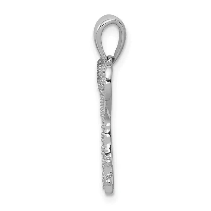 Goldia Necklaces Solid 14k White Gold 120ct Simulated CZ Heart Key Pendant