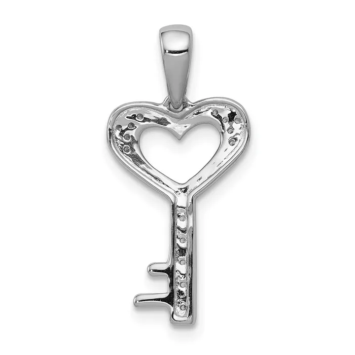 Goldia Necklaces Solid 14k White Gold 120ct Simulated CZ Heart Key Pendant
