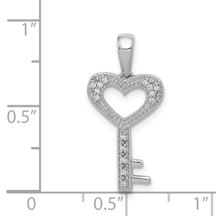 Goldia Necklaces Solid 14k White Gold 120ct Simulated CZ Heart Key Pendant