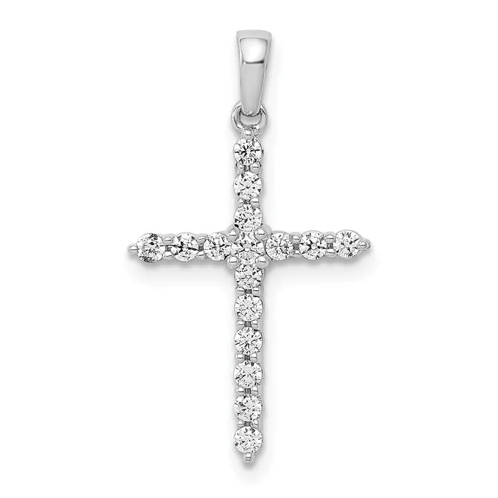 Goldia Necklaces Solid 14k White Gold Polished 14ct Simulated CZ Cross Pendant Goldia Necklaces Solid 14k White Gold Polished 14ct Simulated CZ Cross Pendant