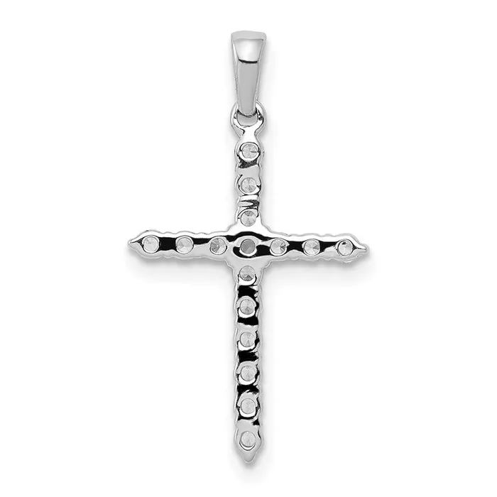 Goldia Necklaces Solid 14k White Gold Polished 14ct Simulated CZ Cross Pendant