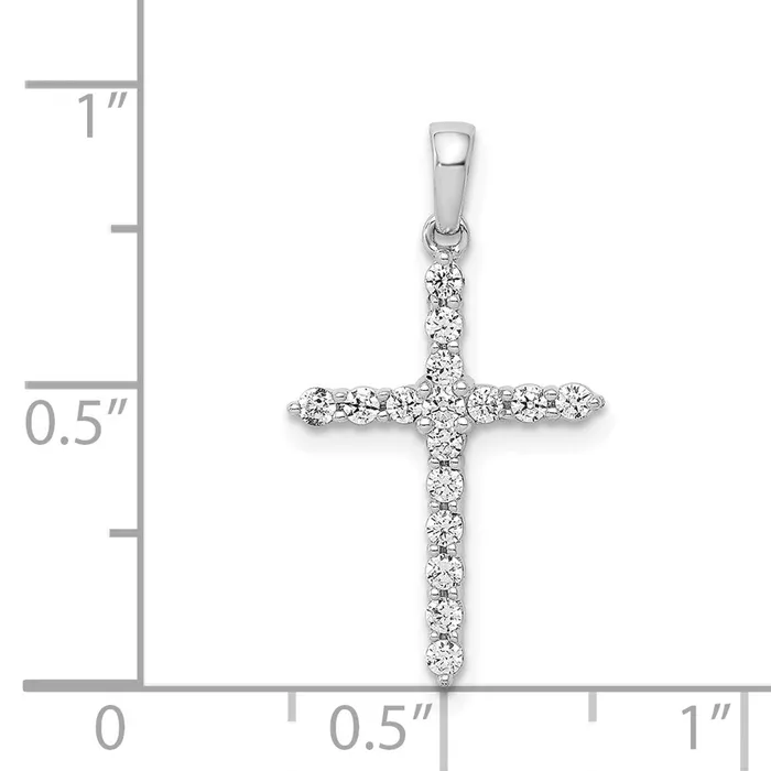 Goldia Necklaces Solid 14k White Gold Polished 14ct Simulated CZ Cross Pendant