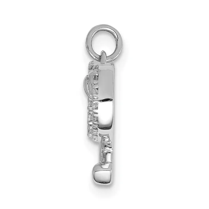 Goldia Necklaces Solid 14k White Gold Simulated CZ RacKets and Ball Pendant