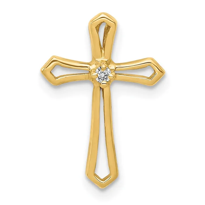 Goldia Necklaces Solid 14k Yellow Gold AA Simulated CZ Cross Pendant