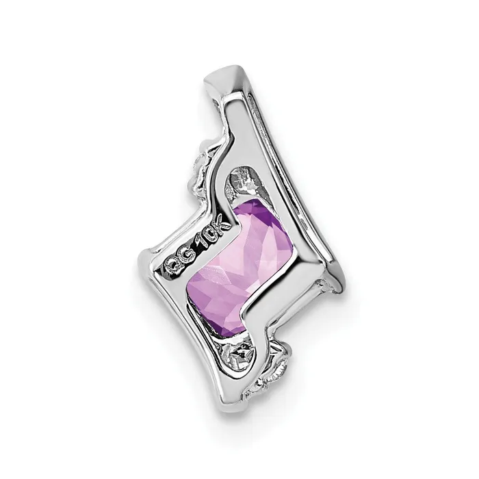 Goldia Necklaces Sterling Silver Antique Cushion Amethyst and Real Diamond Pendant