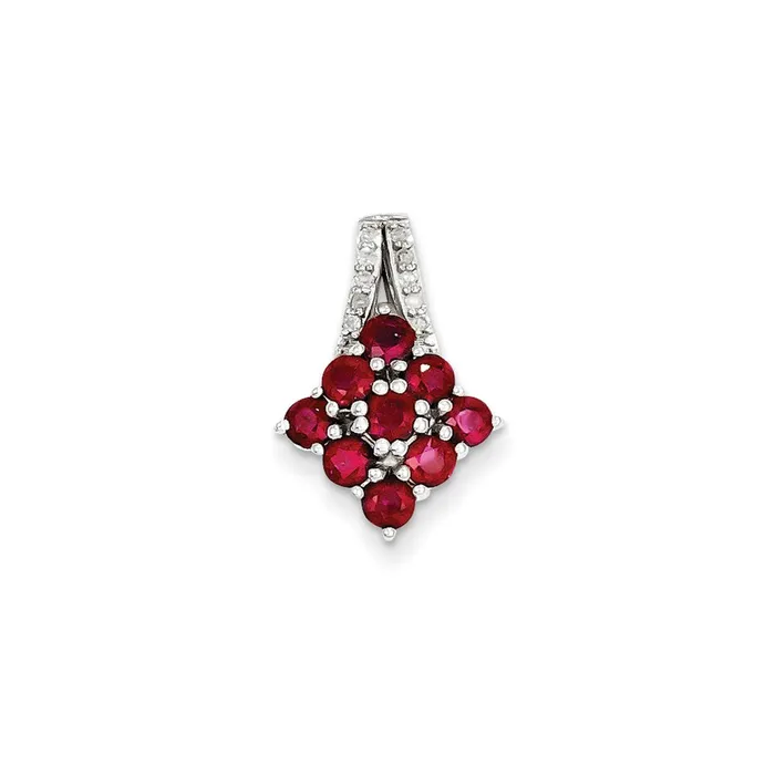Goldia Necklaces Sterling Silver Diamond u0026 Glass Filled Ruby Square Pendant Goldia Necklaces Sterling Silver Diamond u0026 Glass Filled Ruby Square Pendant
