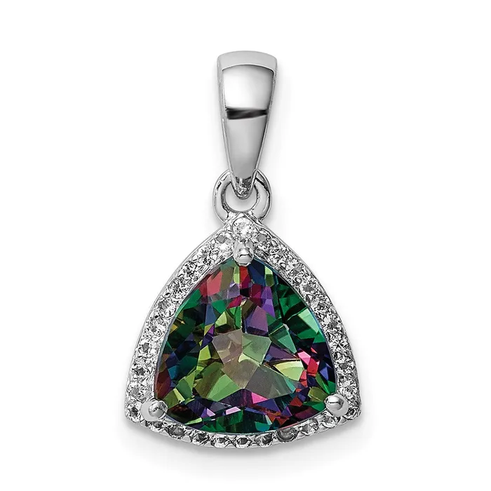 Goldia Necklaces Sterling Silver Rhodplated Trillion Mystic FireWhite Topaz Pendant Goldia Necklaces Sterling Silver Rhodplated Trillion Mystic FireWhite Topaz Pendant