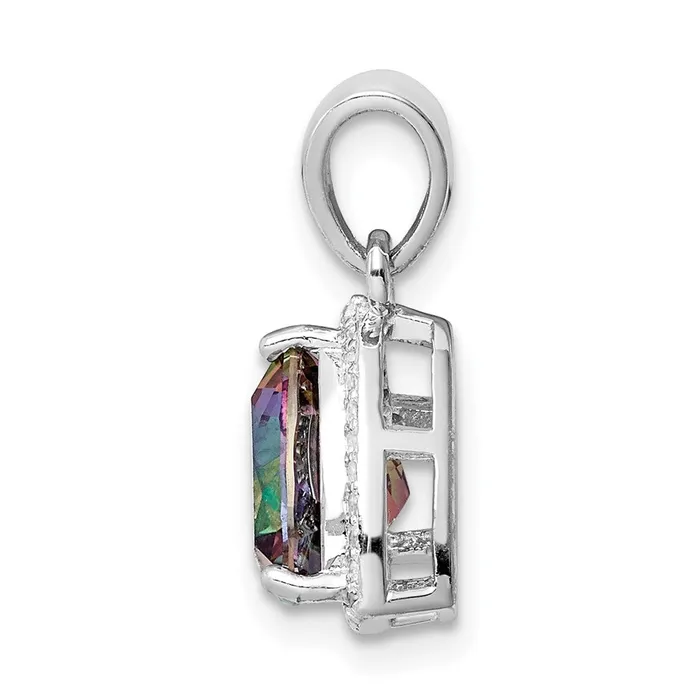 Goldia Necklaces Sterling Silver Rhodplated Trillion Mystic FireWhite Topaz Pendant
