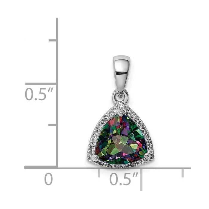 Goldia Necklaces Sterling Silver Rhodplated Trillion Mystic FireWhite Topaz Pendant