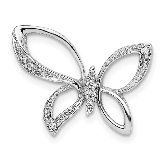 Goldia Necklaces Sterling Silver Rhodium Diamond Butterfly Pendant