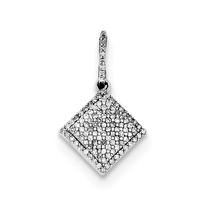 Goldia Necklaces Sterling Silver Rhodium Diamond Square Pendant