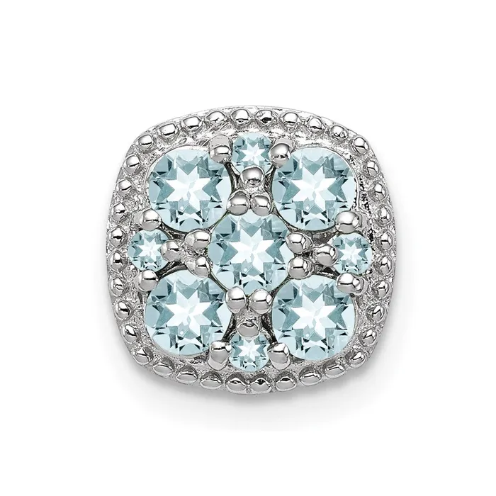Goldia Necklaces Sterling Silver Rhodium Plated Aquamarine Square Pendant Slide Goldia Necklaces Sterling Silver Rhodium Plated Aquamarine Square Pendant Slide