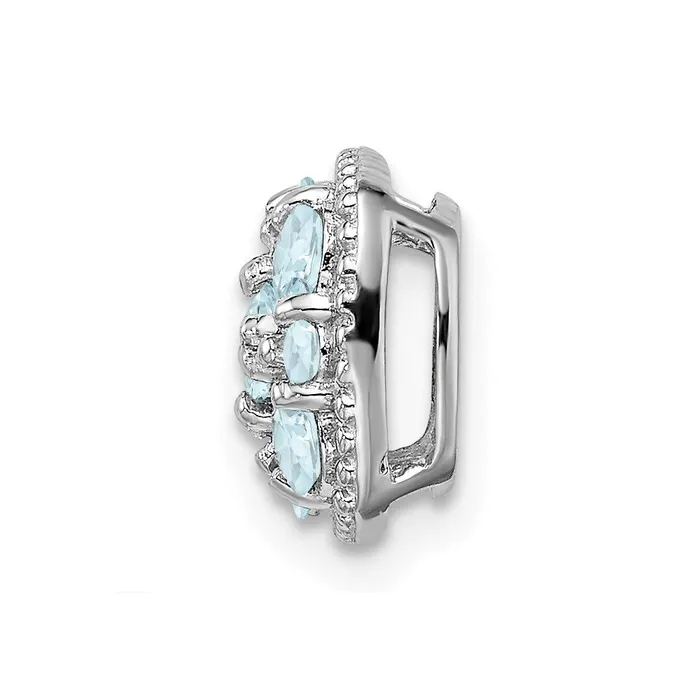 Goldia Necklaces Sterling Silver Rhodium Plated Aquamarine Square Pendant Slide