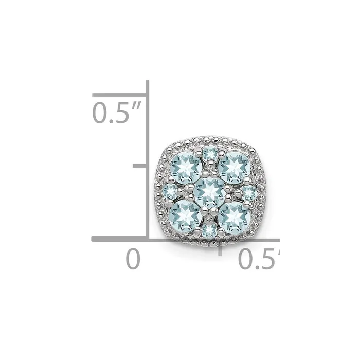Goldia Necklaces Sterling Silver Rhodium Plated Aquamarine Square Pendant Slide