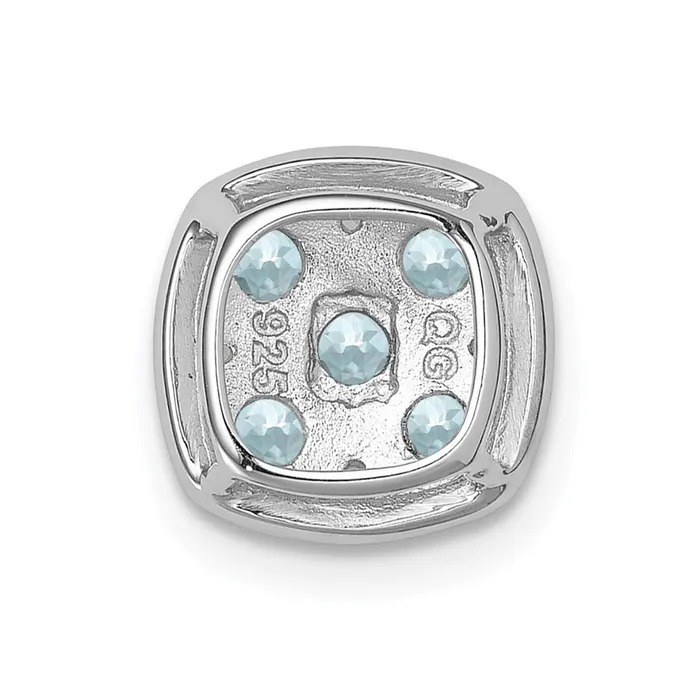Goldia Necklaces Sterling Silver Rhodium Plated Aquamarine Square Pendant Slide