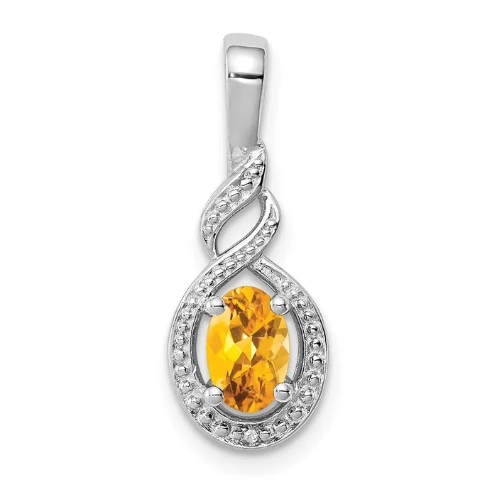 Goldia Necklaces Sterling Silver Rhodiumplated Citrine u0026 Diamond Pendant