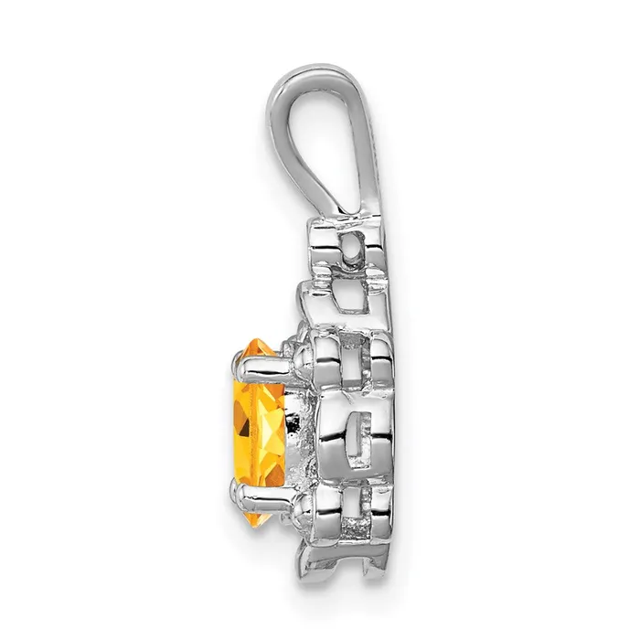 Goldia Necklaces Sterling Silver Rhodiumplated Citrine u0026 Diamond Pendant