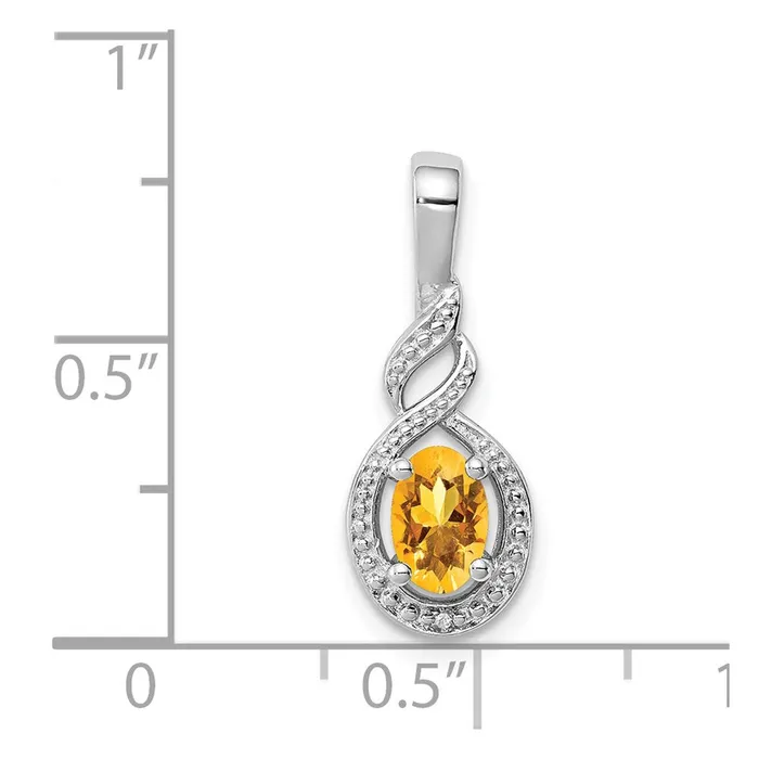 Goldia Necklaces Sterling Silver Rhodiumplated Citrine u0026 Diamond Pendant