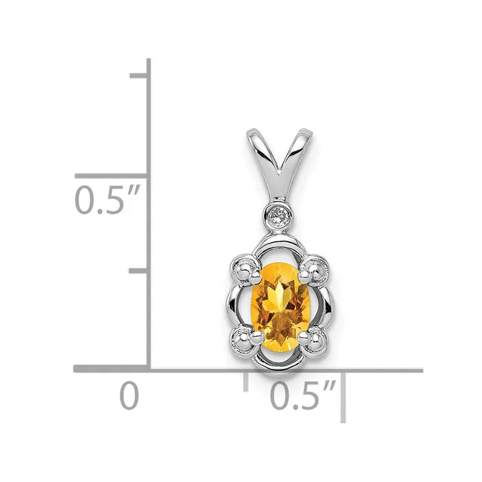 Goldia Necklaces Sterling Silver Rhodiumplated Citrine u0026 Diamond Pendant