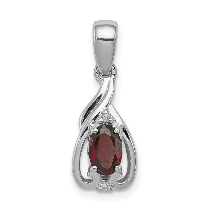 Goldia Necklaces Sterling Silver Rhodium Plated Diamond u0026 Garnet Oval Pendant Goldia Necklaces Sterling Silver Rhodium Plated Diamond u0026 Garnet Oval Pendant