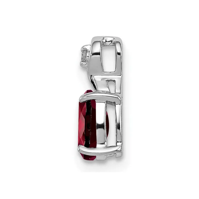 Goldia Necklaces Sterling Silver Rhodium Plated Diamond u0026 Garnet Oval Pendant