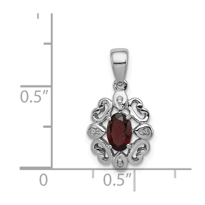 Goldia Necklaces Sterling Silver Rhodium Plated Diamond u0026 Garnet Oval Pendant
