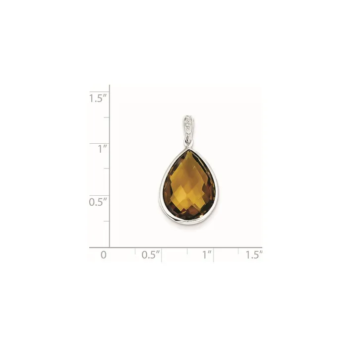 Goldia Necklaces Sterling Silver Rhodium Plated Diamond Whiskey Quartz Pendant