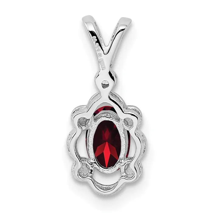 Goldia Necklaces Sterling Silver Rhodiumplated Garnet u0026 Diamond u0026 Diamond Pendant