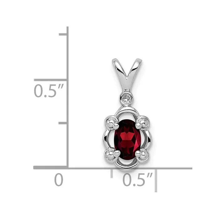 Goldia Necklaces Sterling Silver Rhodiumplated Garnet u0026 Diamond u0026 Diamond Pendant