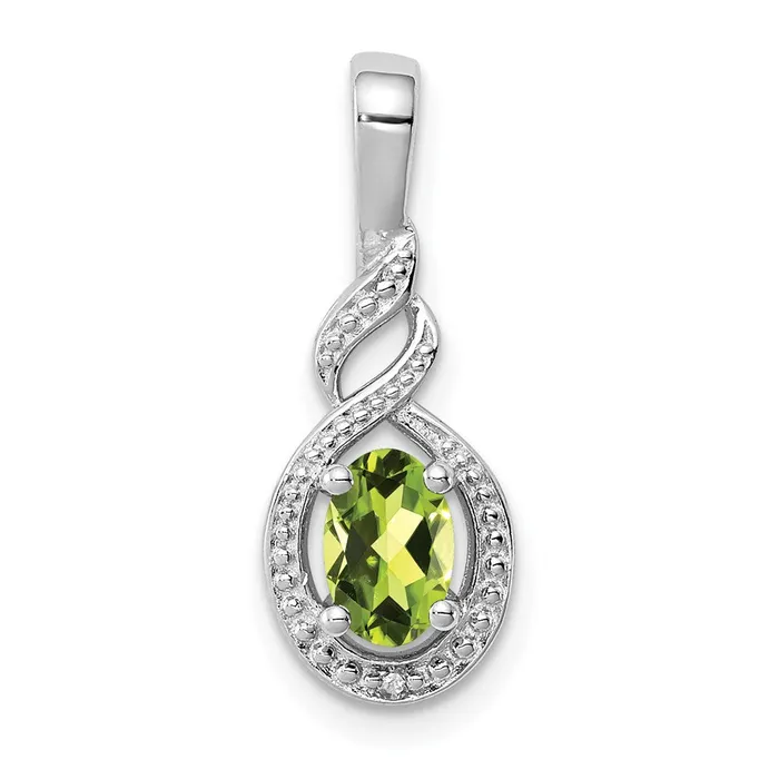 Goldia Necklaces Sterling Silver Rhodiumplated Peridot u0026 Diamond Pendant Goldia Necklaces Sterling Silver Rhodiumplated Peridot u0026 Diamond Pendant